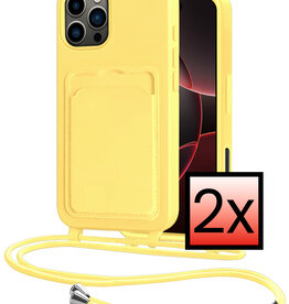 NoXx NoXx iPhone 16 Pro Max Hoesje Pashouder met Koord - Geel - 2 PACK