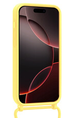 NoXx NoXx iPhone 16 Pro Max Hoesje Pashouder met Koord Met 2x Screenprotector - Geel