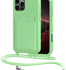 NoXx NoXx iPhone 16 Pro Max Hoesje Pashouder met Koord - Groen