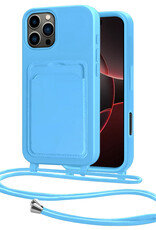 NoXx NoXx iPhone 16 Pro Max Hoesje Pashouder met Koord - Lichtblauw