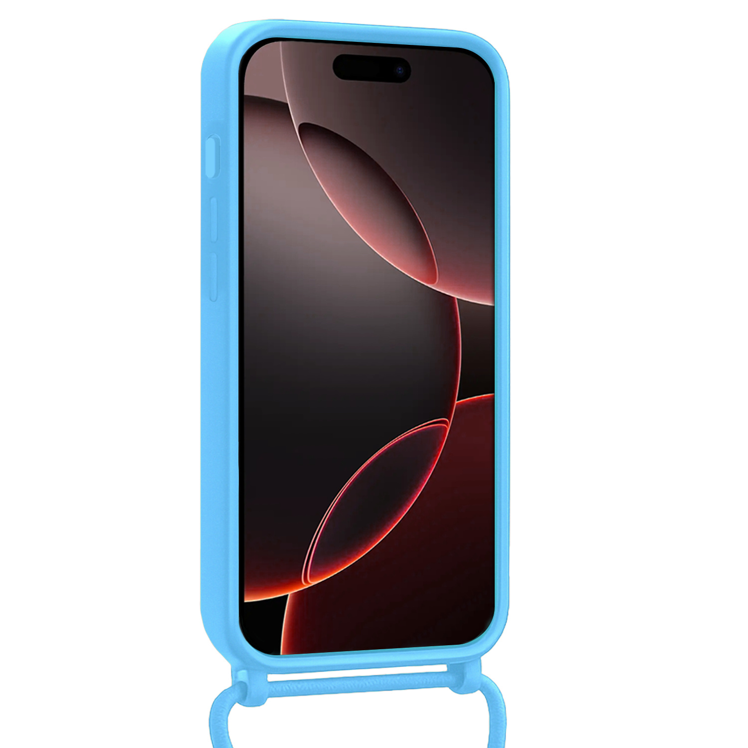 NoXx NoXx iPhone 16 Pro Max Hoesje Pashouder met Koord - Lichtblauw