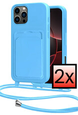 NoXx NoXx iPhone 16 Pro Max Hoesje Pashouder met Koord - Lichtblauw - 2 PACK
