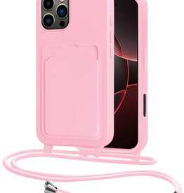 NoXx NoXx iPhone 16 Pro Max Hoesje Pashouder met Koord - Lichtroze