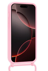 NoXx NoXx iPhone 16 Pro Max Hoesje Pashouder met Koord Met Screenprotector - Lichtroze