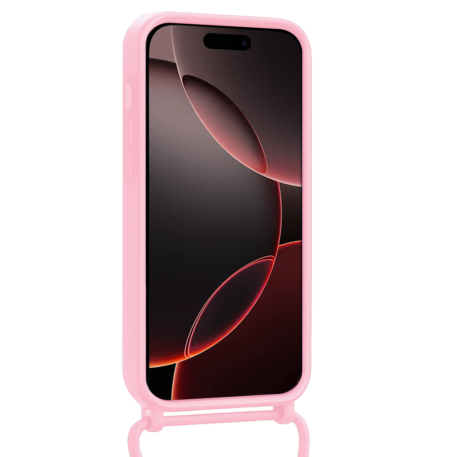 NoXx NoXx iPhone 16 Pro Max Hoesje Pashouder met Koord Met 2x Screenprotector - Lichtroze