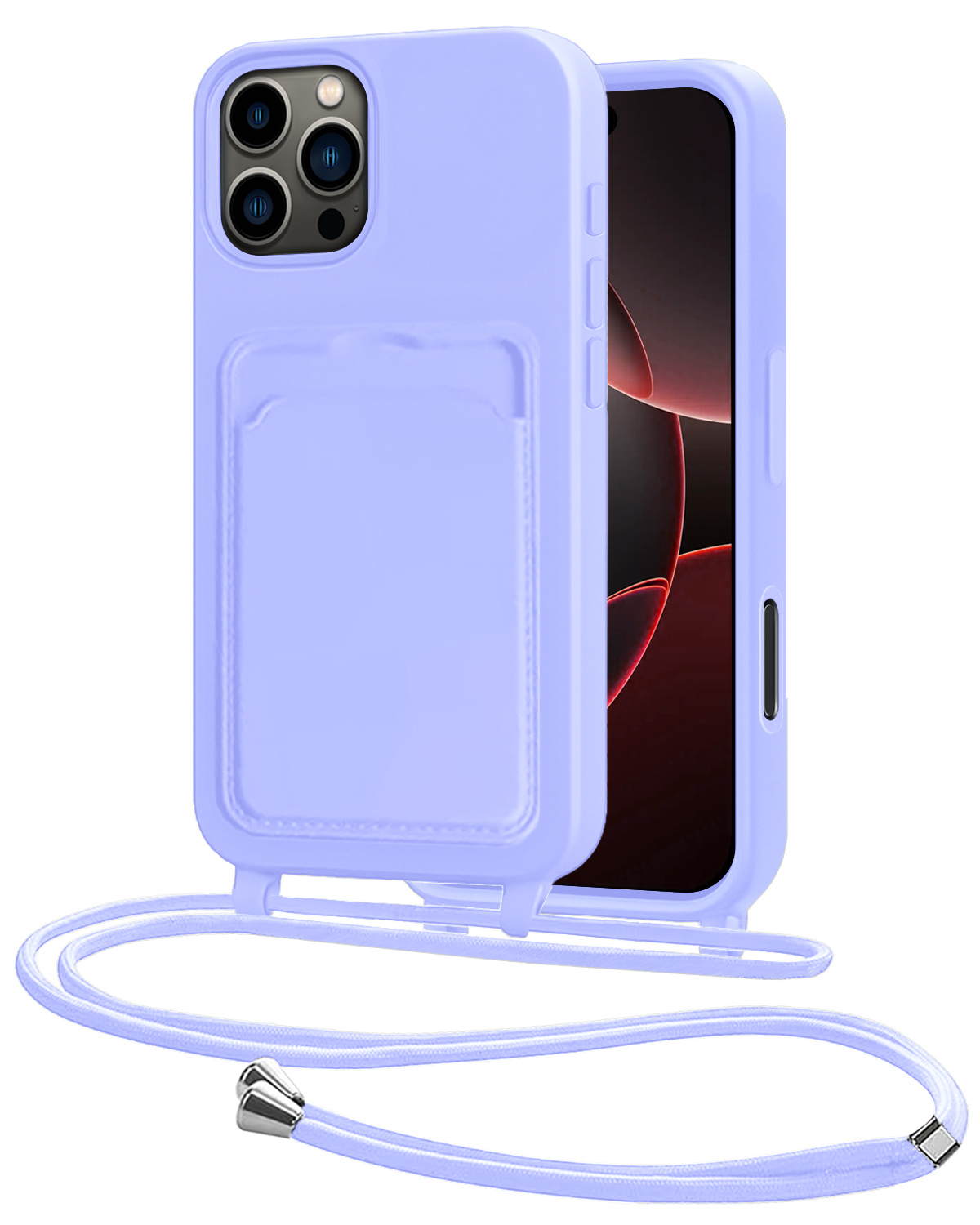NoXx NoXx iPhone 16 Pro Max Hoesje Pashouder met Koord - Lila