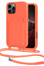 NoXx NoXx iPhone 16 Pro Max Hoesje Pashouder met Koord - Papaya