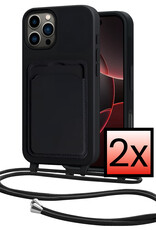 NoXx NoXx iPhone 16 Pro Max Hoesje Pashouder met Koord - Zwart - 2 PACK