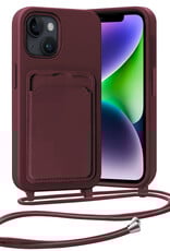 Nomfy Nomfy iPhone 13 Hoesje Pashouder met Koord - Aubergine