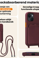 Nomfy Nomfy iPhone 13 Hoesje Pashouder met Koord - Aubergine - 2 PACK