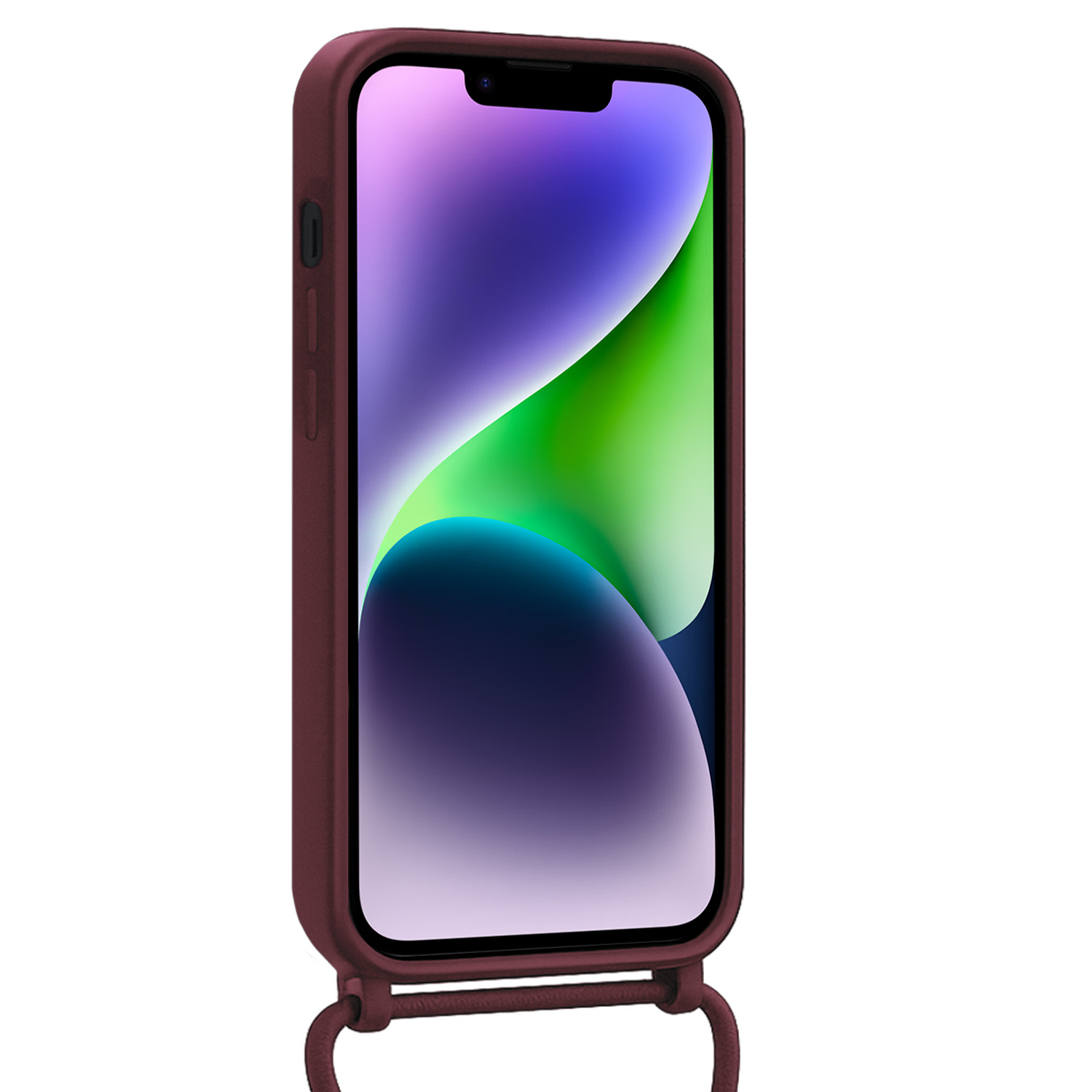 Nomfy Nomfy iPhone 13 Hoesje Pashouder met Koord - Aubergine - 2 PACK