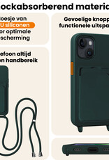 Nomfy Nomfy iPhone 13 Hoesje Pashouder met Koord - Donkergroen