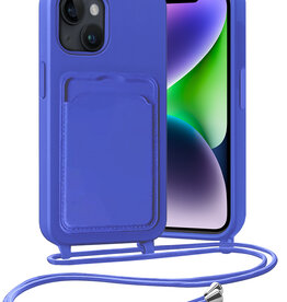 Nomfy Nomfy iPhone 13 Hoesje Pashouder met Koord - Fel Blauw