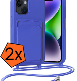 Nomfy Nomfy iPhone 13 Hoesje Pashouder met Koord - Fel Blauw - 2 PACK