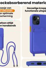 Nomfy Nomfy iPhone 13 Hoesje Pashouder met Koord - Fel Blauw - 2 PACK