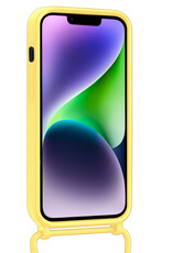 Nomfy Nomfy iPhone 13 Hoesje Pashouder met Koord Met 2x Screenprotector - Geel
