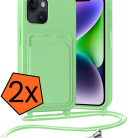 Nomfy Nomfy iPhone 13 Hoesje Pashouder met Koord - Groen - 2 PACK