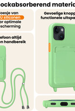 Nomfy Nomfy iPhone 13 Hoesje Pashouder met Koord Met Screenprotector - Groen