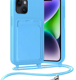 Nomfy Nomfy iPhone 13 Hoesje Pashouder met Koord - Lichtblauw