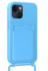 Nomfy Nomfy iPhone 13 Hoesje Pashouder met Koord - Lichtblauw