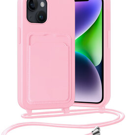 Nomfy Nomfy iPhone 13 Hoesje Pashouder met Koord - Lichtroze