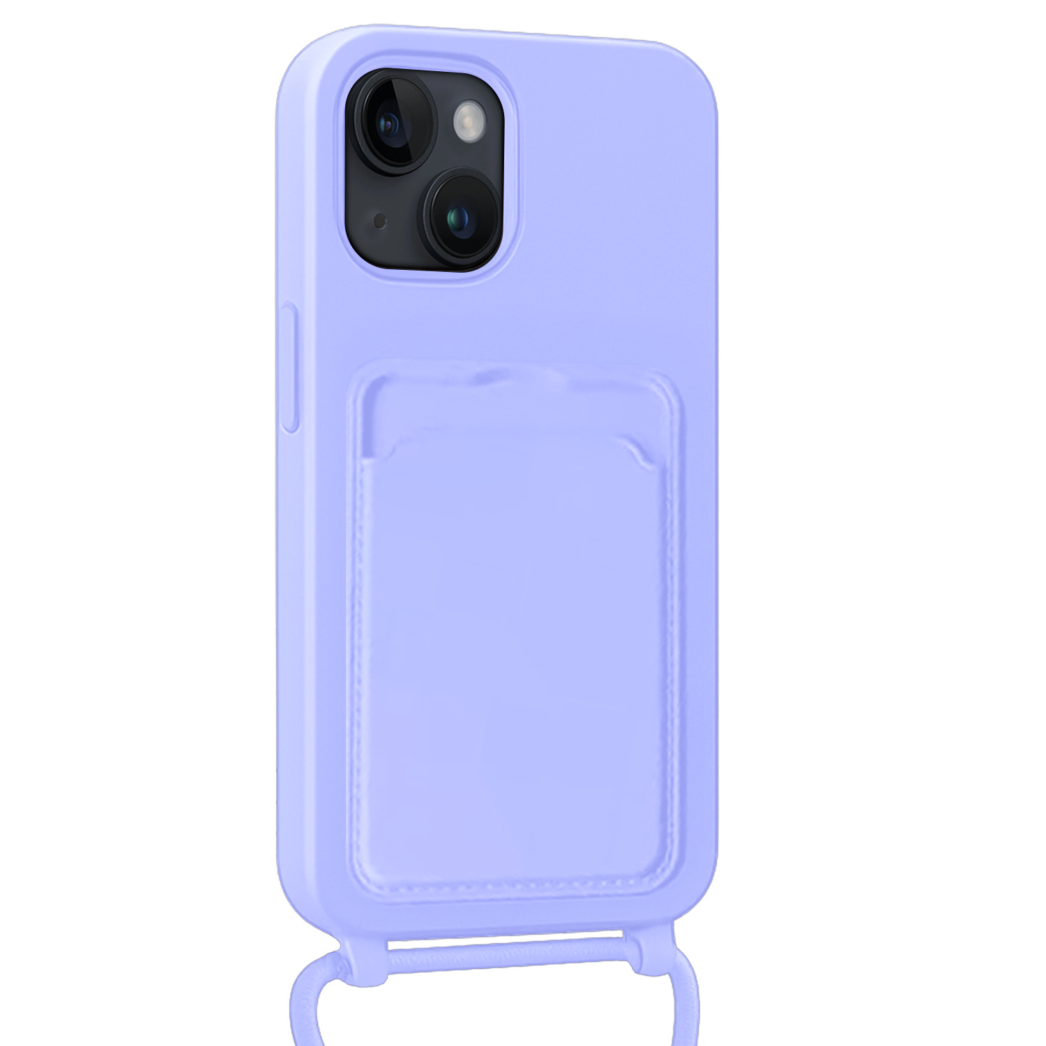 Nomfy Nomfy iPhone 13 Hoesje Pashouder met Koord - Lila - 2 PACK