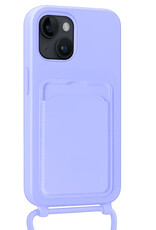 Nomfy Nomfy iPhone 13 Hoesje Pashouder met Koord Met Screenprotector - Lila