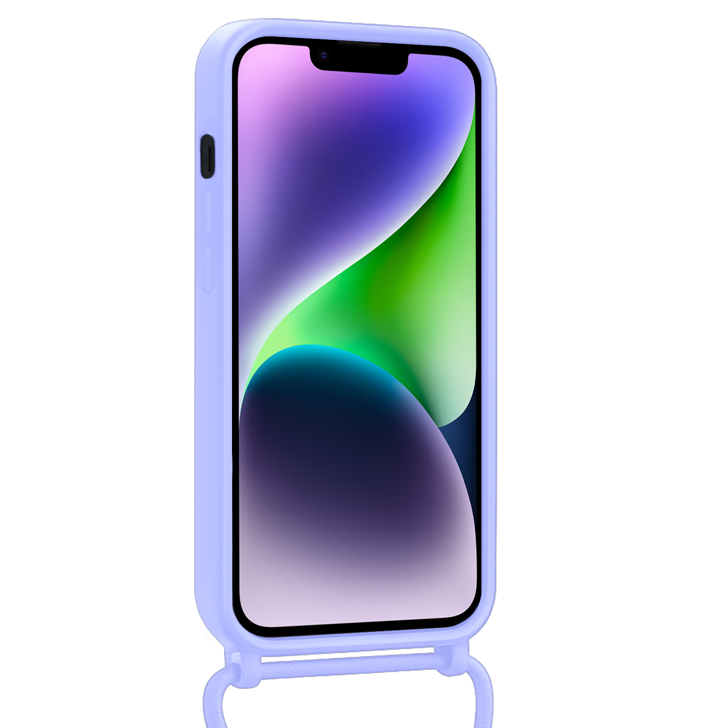 Nomfy Nomfy iPhone 13 Hoesje Pashouder met Koord Met Screenprotector - Lila