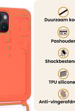Nomfy Nomfy iPhone 13 Hoesje Pashouder met Koord - Papaya