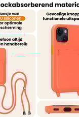 Nomfy Nomfy iPhone 13 Hoesje Pashouder met Koord - Papaya