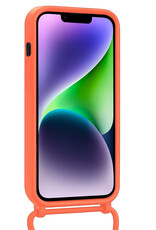 Nomfy Nomfy iPhone 13 Hoesje Pashouder met Koord Met Screenprotector - Papaya