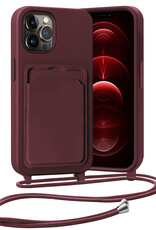 Nomfy Nomfy iPhone 13 Pro Hoesje Pashouder met Koord - Aubergine