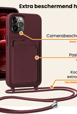 Nomfy Nomfy iPhone 13 Pro Hoesje Pashouder met Koord Met Screenprotector - Aubergine