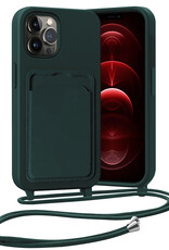 Nomfy Nomfy iPhone 13 Pro Hoesje Pashouder met Koord - Donkergroen