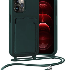 Nomfy Nomfy iPhone 13 Pro Hoesje Pashouder met Koord - Donkergroen