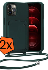 Nomfy Nomfy iPhone 13 Pro Hoesje Pashouder met Koord - Donkergroen - 2 PACK