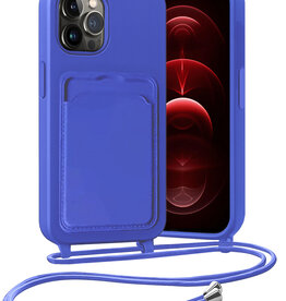 Nomfy Nomfy iPhone 13 Pro Hoesje Pashouder met Koord - Fel Blauw