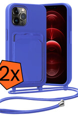 Nomfy Nomfy iPhone 13 Pro Hoesje Pashouder met Koord - Fel Blauw - 2 PACK