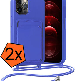 Nomfy Nomfy iPhone 13 Pro Hoesje Pashouder met Koord - Fel Blauw - 2 PACK