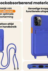 Nomfy Nomfy iPhone 13 Pro Hoesje Pashouder met Koord Met 2x Screenprotector - Fel Blauw