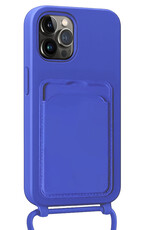 Nomfy Nomfy iPhone 13 Pro Hoesje Pashouder met Koord Met 2x Screenprotector - Fel Blauw