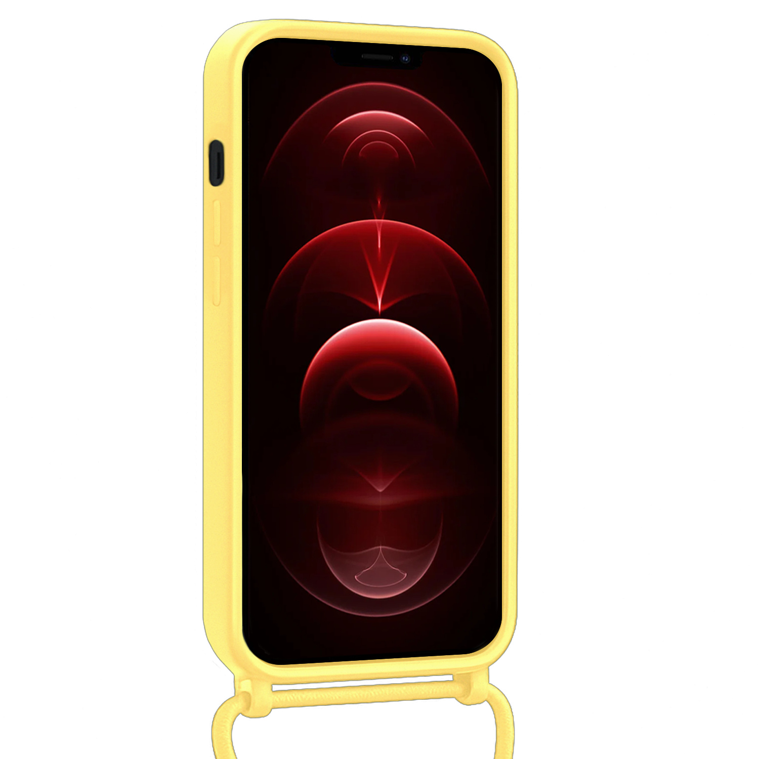 Nomfy Nomfy iPhone 13 Pro Hoesje Pashouder met Koord - Geel