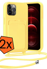 Nomfy Nomfy iPhone 13 Pro Hoesje Pashouder met Koord - Geel - 2 PACK
