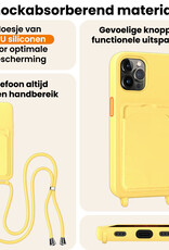 Nomfy Nomfy iPhone 13 Pro Hoesje Pashouder met Koord - Geel - 2 PACK