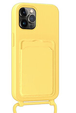 Nomfy Nomfy iPhone 13 Pro Hoesje Pashouder met Koord - Geel - 2 PACK