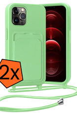 Nomfy Nomfy iPhone 13 Pro Hoesje Pashouder met Koord - Groen - 2 PACK