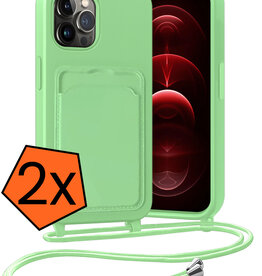 Nomfy Nomfy iPhone 13 Pro Hoesje Pashouder met Koord - Groen - 2 PACK