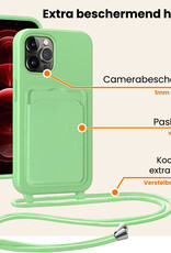 Nomfy Nomfy iPhone 13 Pro Hoesje Pashouder met Koord Met 2x Screenprotector - Groen