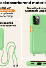 Nomfy Nomfy iPhone 13 Pro Hoesje Pashouder met Koord Met 2x Screenprotector - Groen