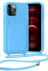 Nomfy Nomfy iPhone 13 Pro Hoesje Pashouder met Koord - Lichtblauw